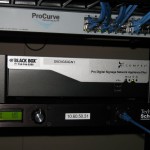 The Schedulon plays back scheduled audio files, including announcements and lullabies, for patients and staff at Simi Valley Hospital Close-up of Schedulon rack installation