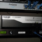 The Schedulon plays back scheduled audio files, including announcements and lullabies, for patients and staff at Simi Valley Hospital Close-up of Schedulon rack installation