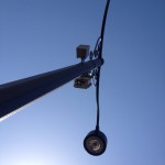 technomad loudspeakers installed on an outdoor light pole